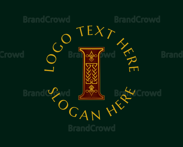 Ornate Celtic Knot Decoration Letter I Logo