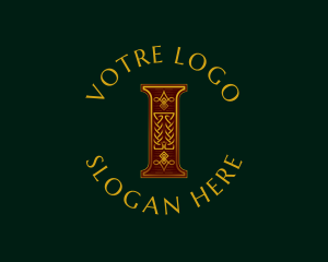 Antique - Ornate Celtic Knot Decoration Letter I logo design