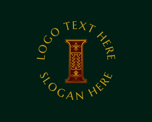 Historical - Ornate Celtic Knot Decoration Letter I logo design