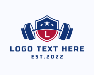Barbell - American Fitness Gym Letter logo design