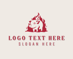 Flaming - Fire Pork Meat logo design