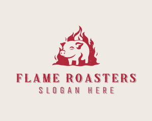 Roasting - Fire Pork Meat logo design