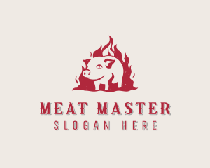 Fire Pork Meat logo design