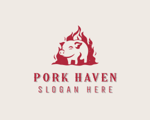 Fire Pork Meat logo design