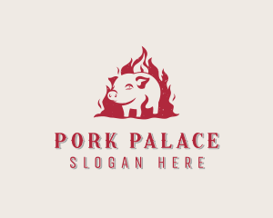 Pork - Fire Pork Meat logo design