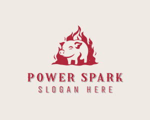 Roast - Fire Pork Meat logo design