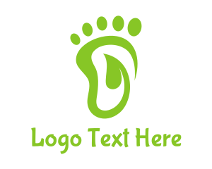 Green Leaf - Leaf Foot Footprint logo design
