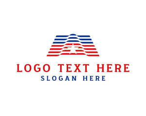 Gold Square - American Flag Stripe Letter A logo design