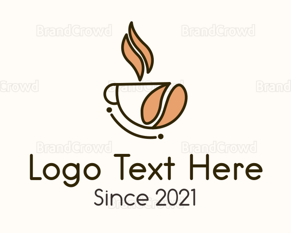 Hot Coffee Bean Cup Logo