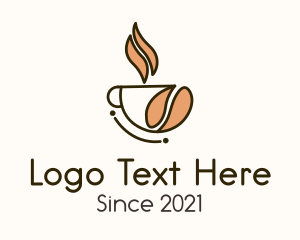 Brewed Coffee - Hot Coffee Bean Cup logo design