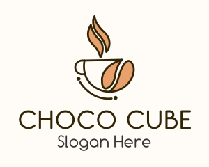 Hot Coffee Bean Cup Logo