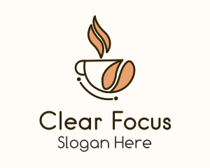 Hot Coffee Bean Cup Logo