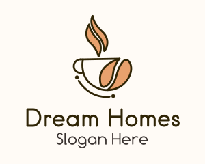 Hot Coffee Bean Cup Logo