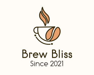 Hot Coffee Bean Cup logo design