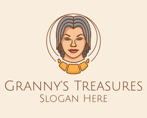 Grandmother - Croissant Baker Lady logo design