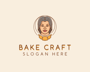 Croissant Baker Lady  logo design