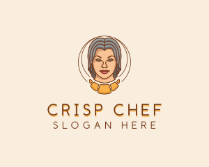 Croissant Baker Lady  logo design