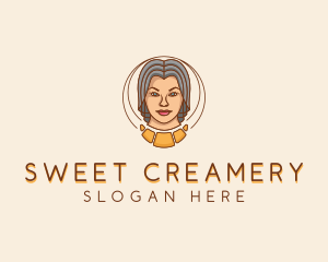 Croissant Baker Lady  logo design