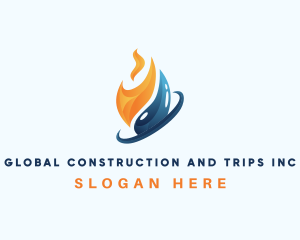 3d - Heating Flame Droplet logo design