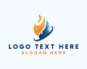 Torch - Heating Flame Droplet logo design