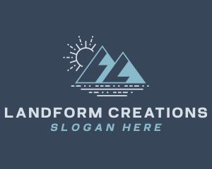 Landform - Mountain Lake Sunrise logo design