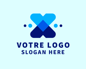 Blue Fintech Letter X Logo