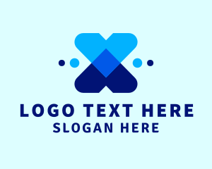Money Transfer - Blue Fintech Letter X logo design