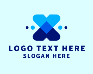 Blue Fintech Letter X Logo