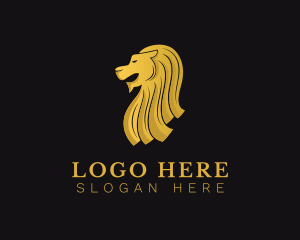 Golden Luxury Merlion  logo design