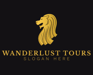 Golden Luxury Merlion  logo design