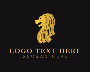 Landmark - Golden Luxury Merlion logo design