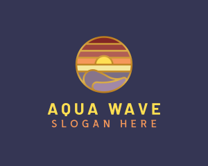 Wave Sunset Beach logo design