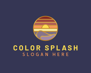 Wave Sunset Beach logo design