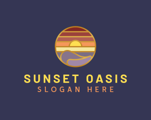 Wave Sunset Beach logo design