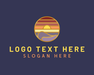 Vlog - Wave Sunset Beach logo design