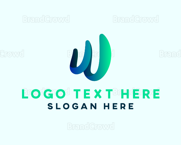 Modern Wavy Letter W Logo