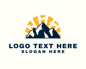 Hike - Sunset Mountain Peak logo design