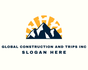 Mountaineer - Sunset Mountain Peak logo design