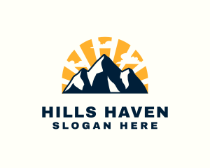 Sunset Mountain Peak logo design