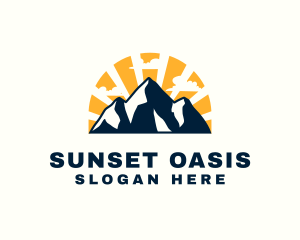 Sunset Mountain Peak logo design