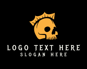 Spooky - Yellow Skull Crown logo design