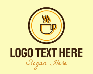 Simple - Hot Coffee Mug Circle logo design