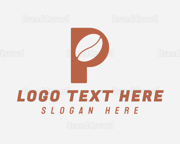 Brown Coffee Bean Letter P Logo