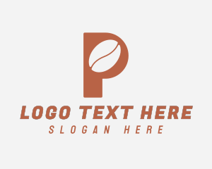 White And Brown - Brown Coffee Bean Letter P logo design