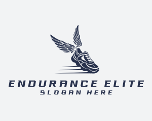 Marathon - Running Shoe Wings logo design