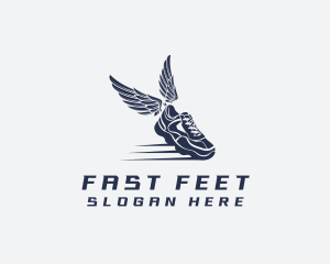 Running - Running Shoe Wings logo design