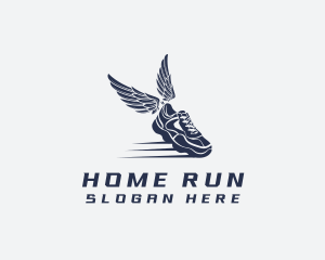 Running Shoe Wings logo design