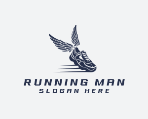 Running Shoe Wings logo design