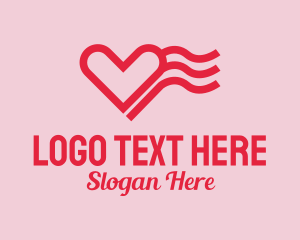 Online Dating - Red Heart Wave logo design