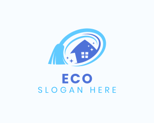 Sanitary - Housekeeping Broom House logo design